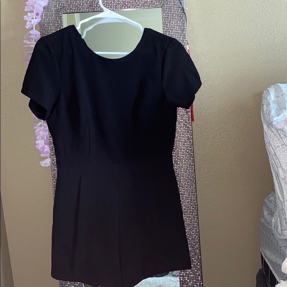 Black open back romper